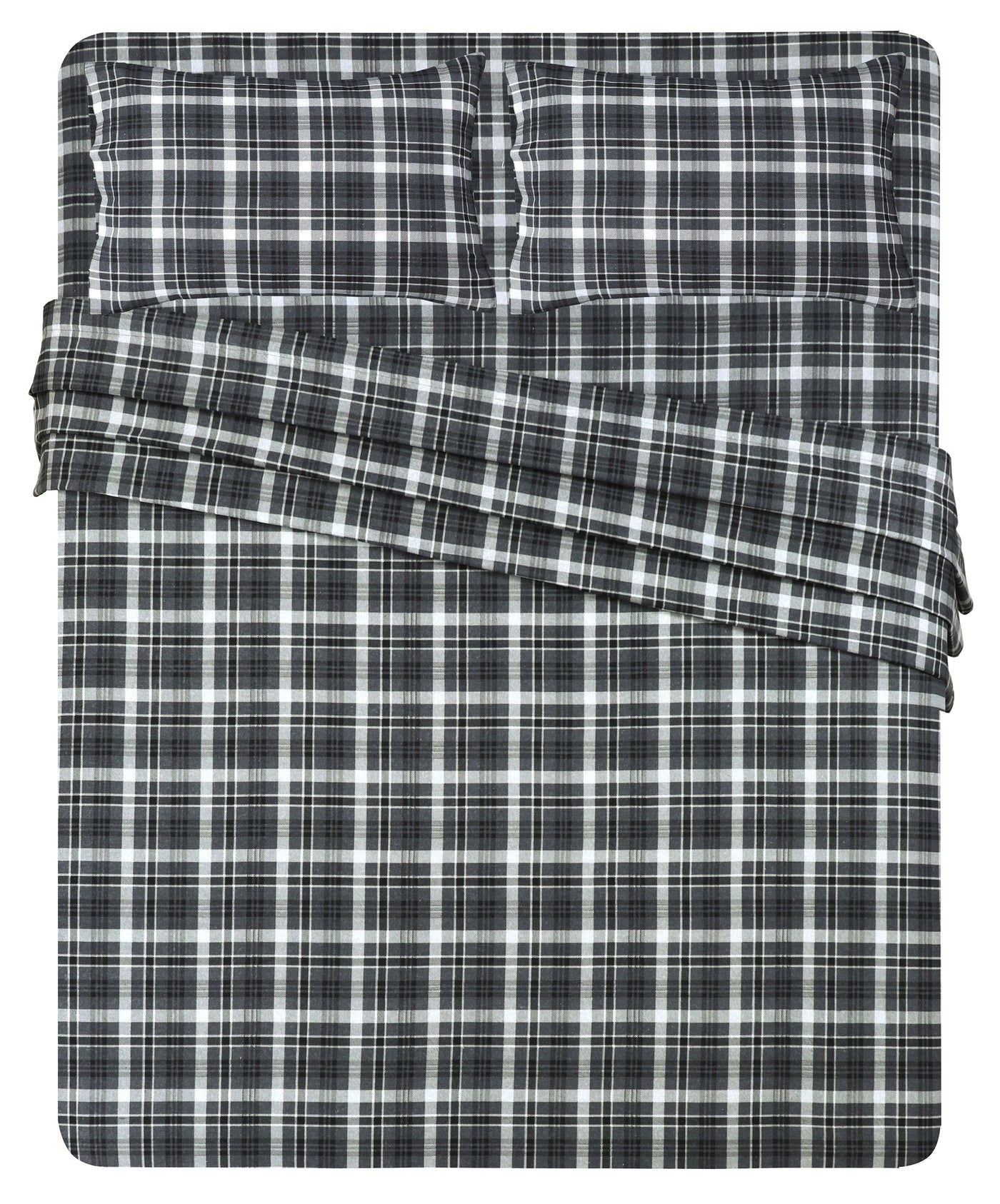 Flannel BedSheet Grey Check Design BS-90