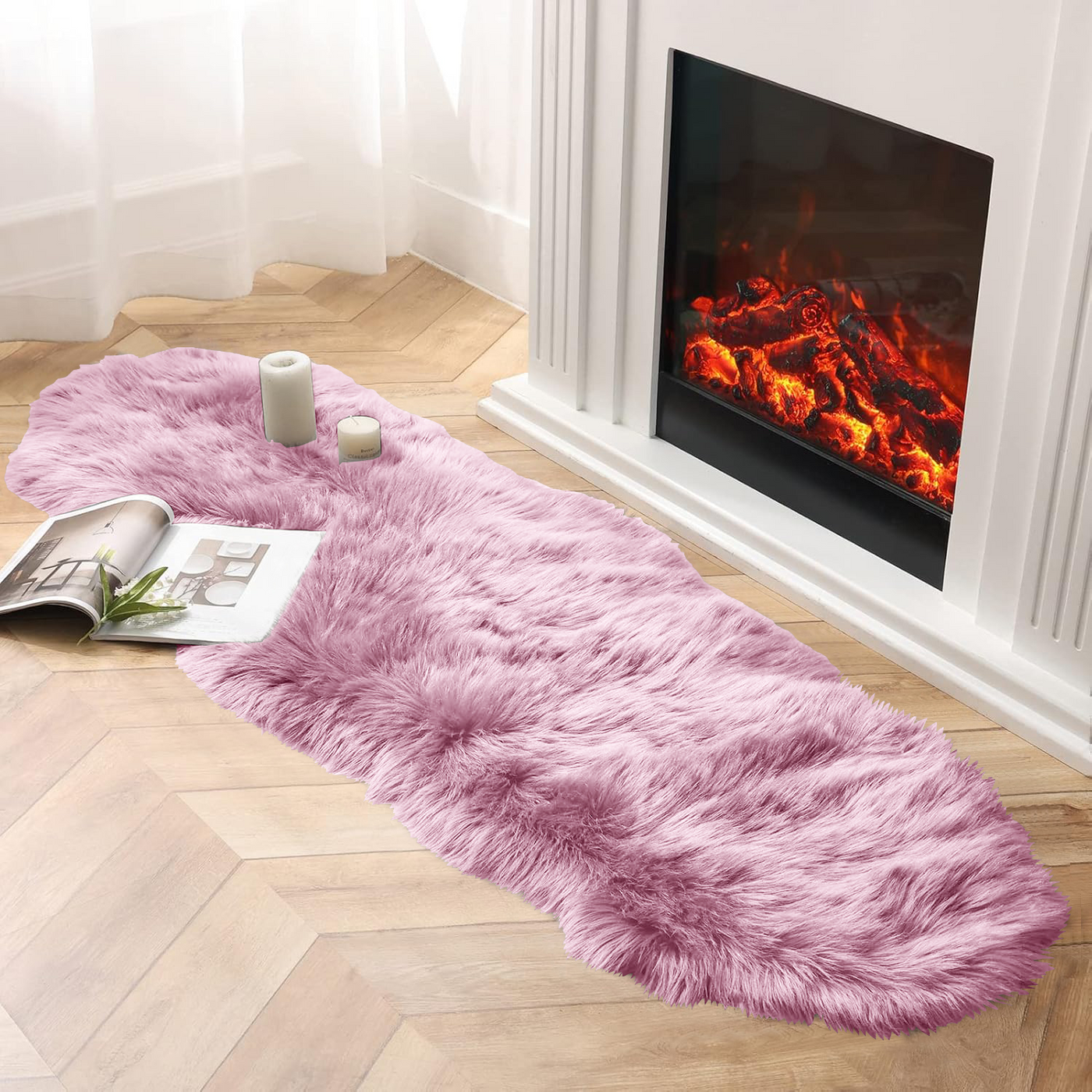 Baby Pink Furry Rug 150x60cm