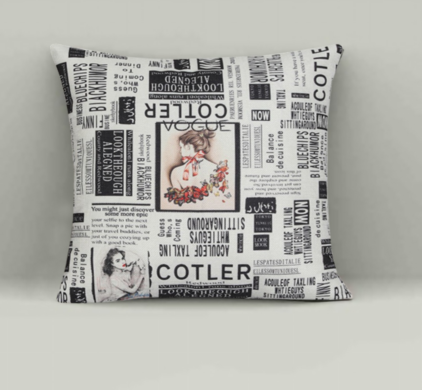 Newspaper printed Cushion Cover 02