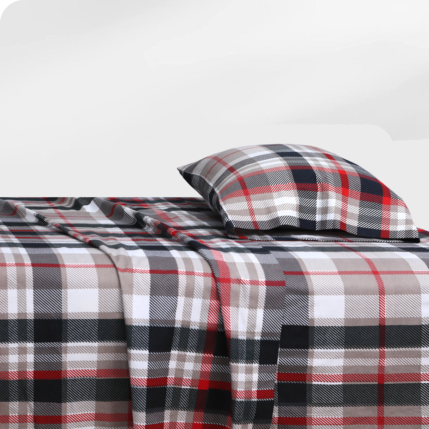 Flannel BedSheet Red Plaid Design BS-91