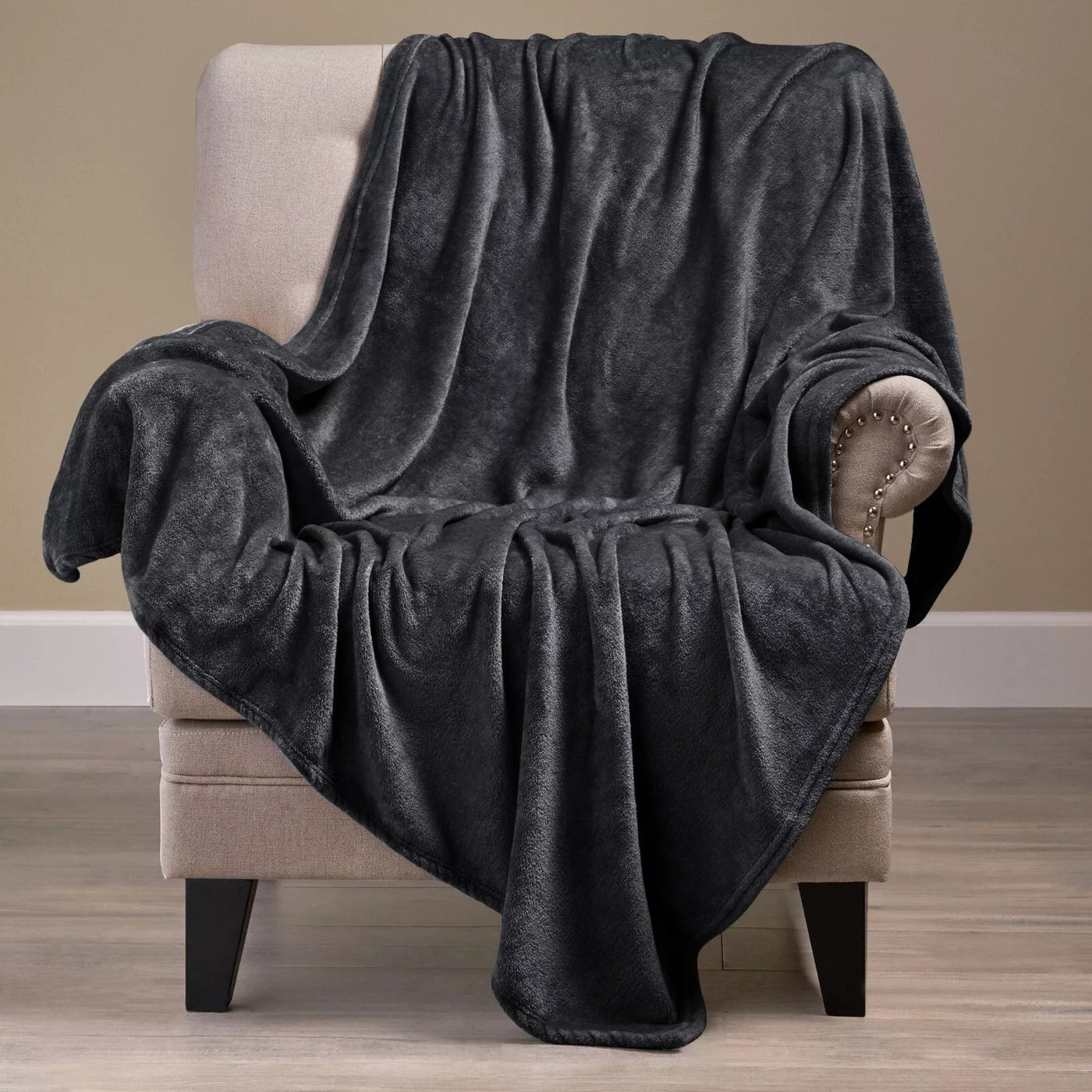 Shaggy Blanket solid pattern Dark-Grey