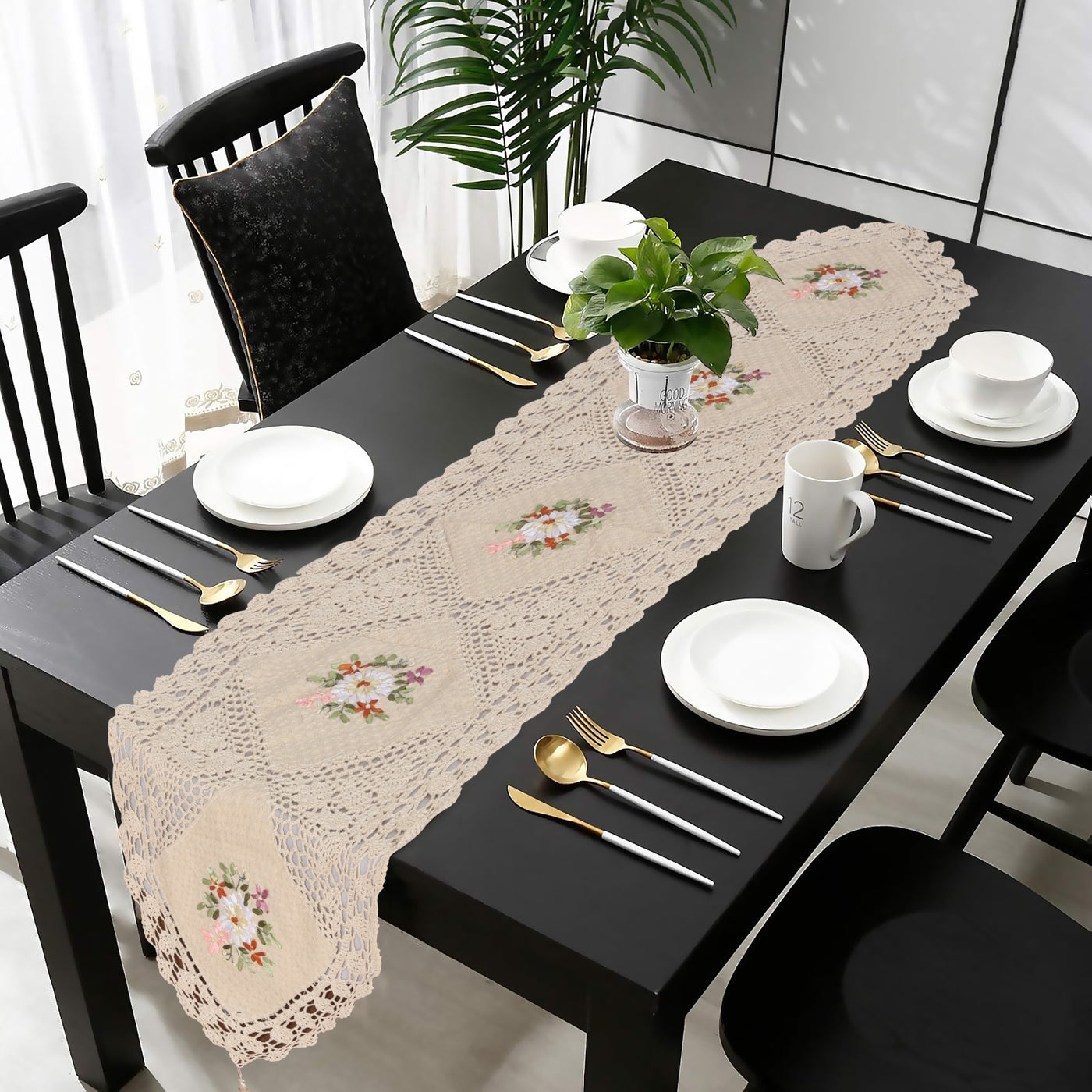 Embroidered floral Table Runner