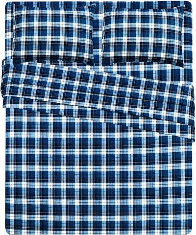 Flannel BedSheet Blue check Design BS-68