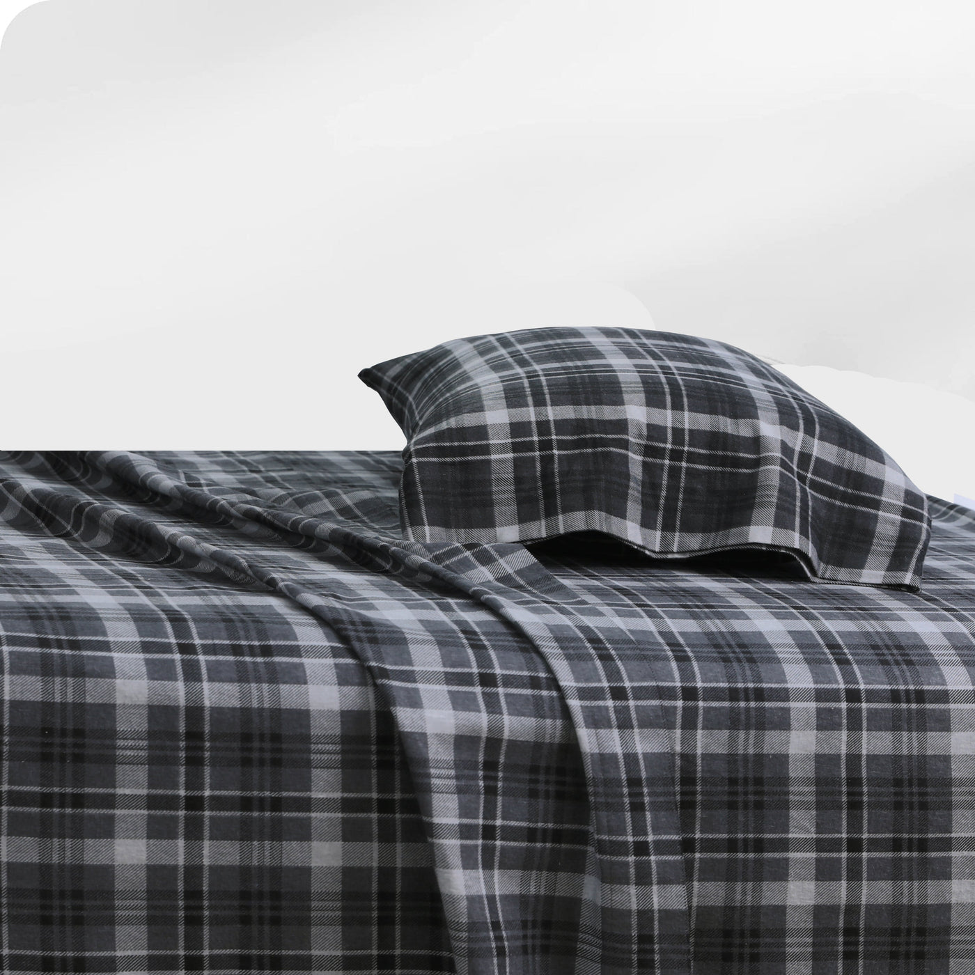 Flannel BedSheet Grey Check Design BS-90